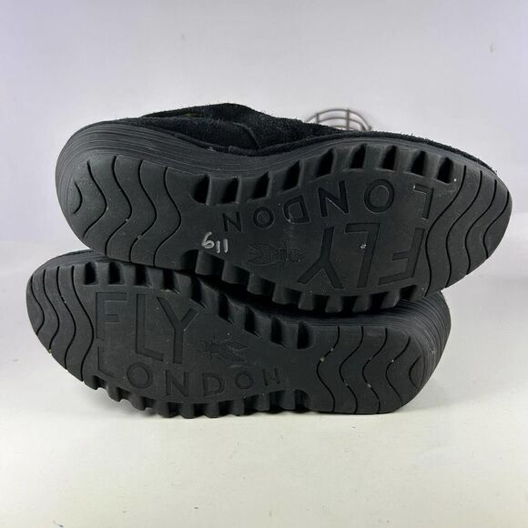 FLY London Yegifly Yegi689fly Black Suede Boot US 9 Wedge Heel Ankle Booties - Picture 6 of 10